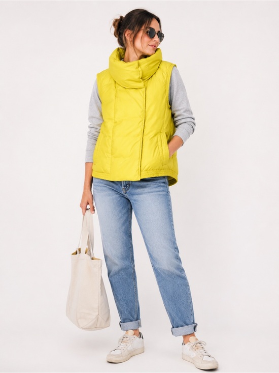 Vince Jackets & Blazers - VINCE Vest Puffer Goose Down Feather Yellow Magnetic Buttons Size XS